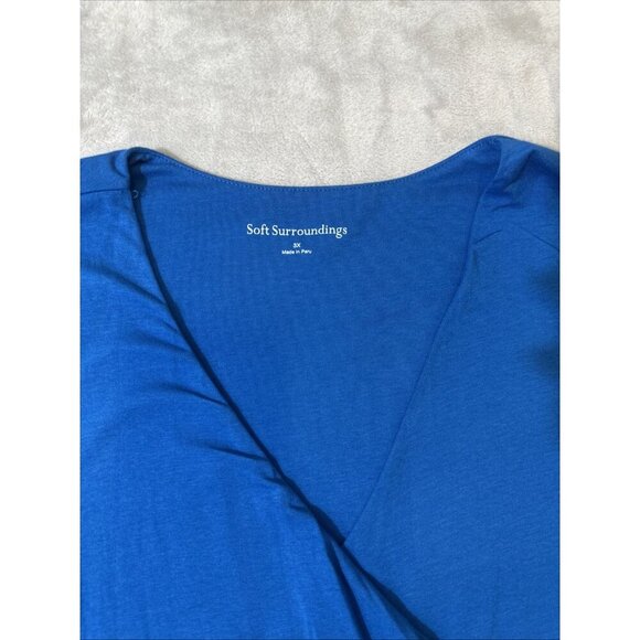 Soft Surroundings 3X Blue Pima Cotton Surplice V-Neck Top - Picture 4 of 10